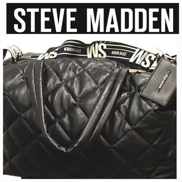 Steve Madden BGlaze Quilted Weekender- Black